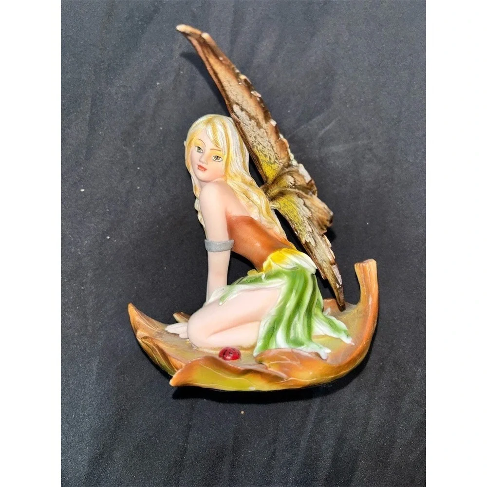 Pacific Trading Fairy Figurine Autumn Leaf Butterfly Wing Ladybug Statue fantasy